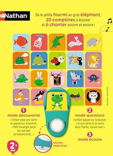 Nathan - Cuckoo Animals, Interactive Sound and Musical Awakening Game, Educational Game, Electronic Cards, Discover Animals in Song Through 20 Rhymes, 2 Year Old Children's Toy Jouets enfants