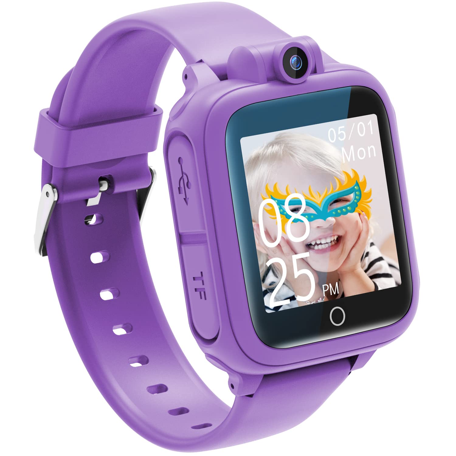 Smart Watch, Toy 3 4 5 6 7 8 9 10 11 12 Years Old Rotatable Camera 90° Rotatable Camera 14 Games Boys Smart Watch Kids Games Great Gift Girl Boy, Pink, Modern
