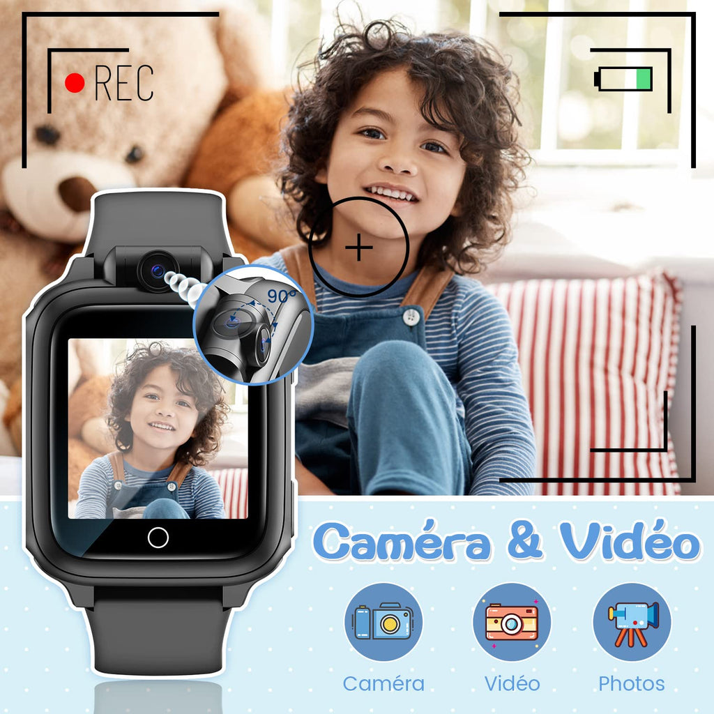 Smart Watch, Toy 3 4 5 6 7 8 9 10 11 12 Years Old Rotatable Camera 90° Rotatable Camera 14 Games Boys Smart Watch Kids Games Great Gift Girl Boy, Pink, Modern
