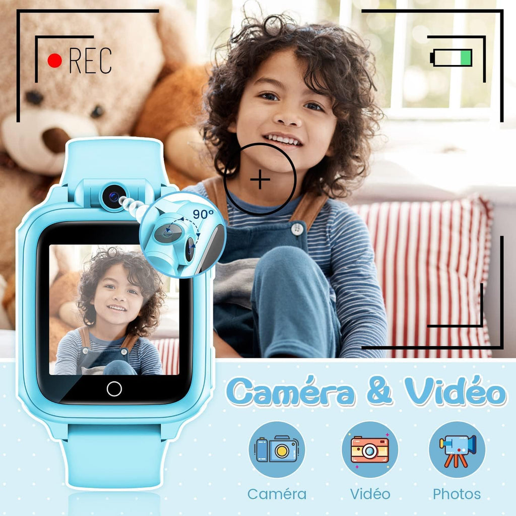 Smart Watch, Toy 3 4 5 6 7 8 9 10 11 12 Years Old Rotatable Camera 90° Rotatable Camera 14 Games Boys Smart Watch Kids Games Great Gift Girl Boy, Pink, Modern