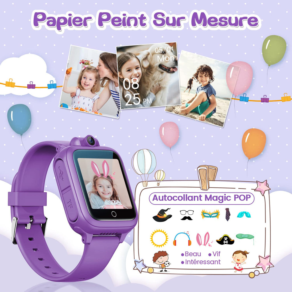 Smart Watch, Toy 3 4 5 6 7 8 9 10 11 12 Years Old Rotatable Camera 90° Rotatable Camera 14 Games Boys Smart Watch Kids Games Great Gift Girl Boy, Pink, Modern