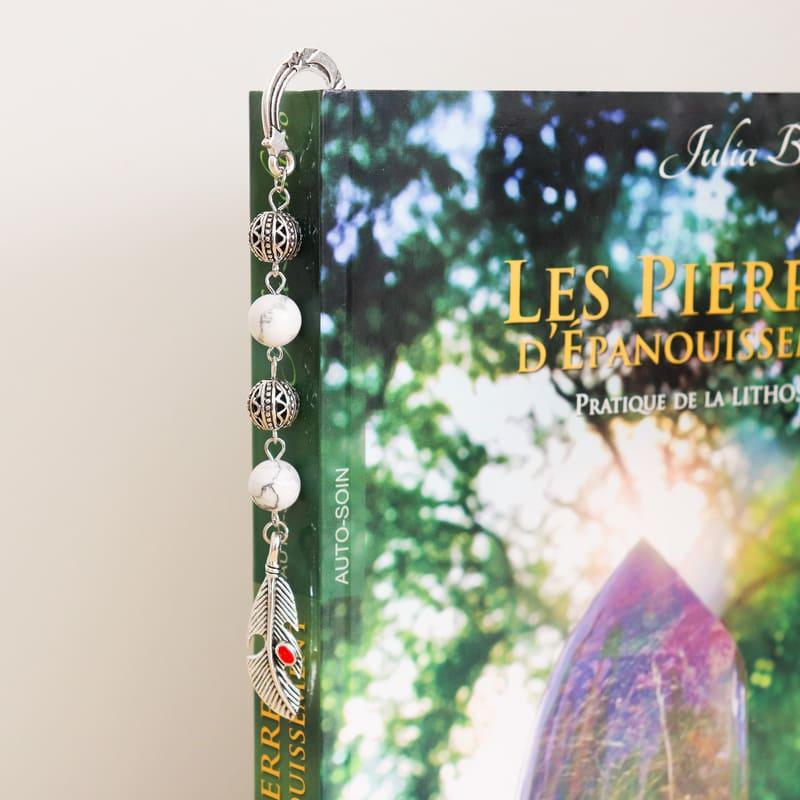 Rigid bookmark in fine stone - Howlite-0