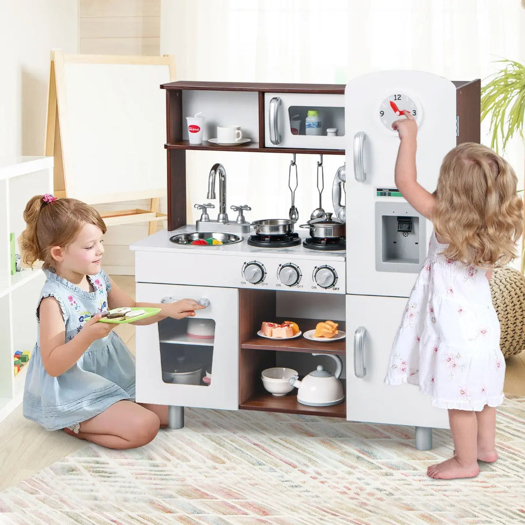 NNECW Pretend Play Kitchen Toy with Realistic Sounds and Lights NNECW