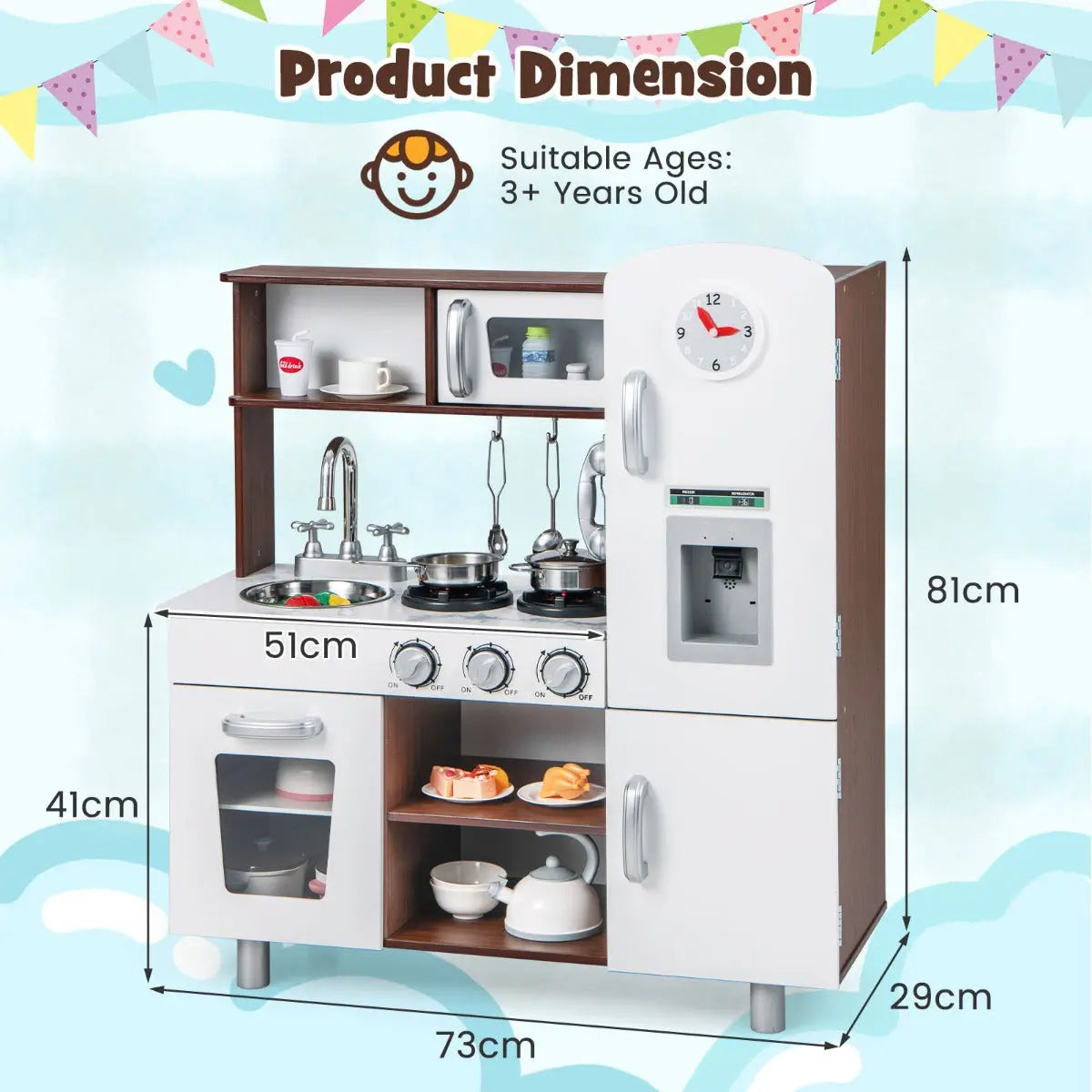 NNECW Pretend Play Kitchen Toy with Realistic Sounds and Lights - Jouets enfants